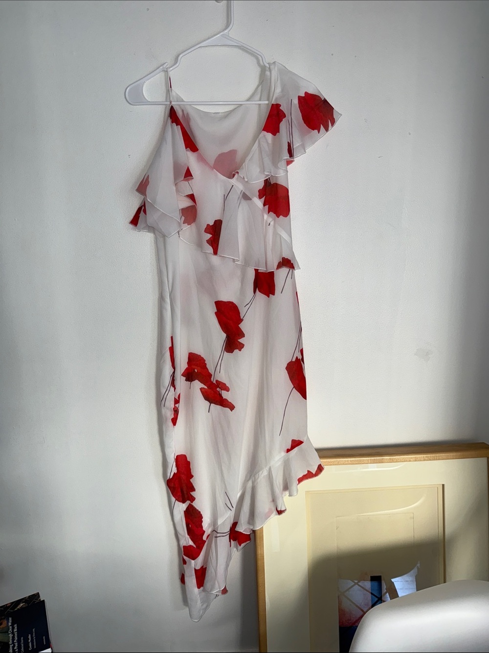 Asymmetric ruffle floral dress